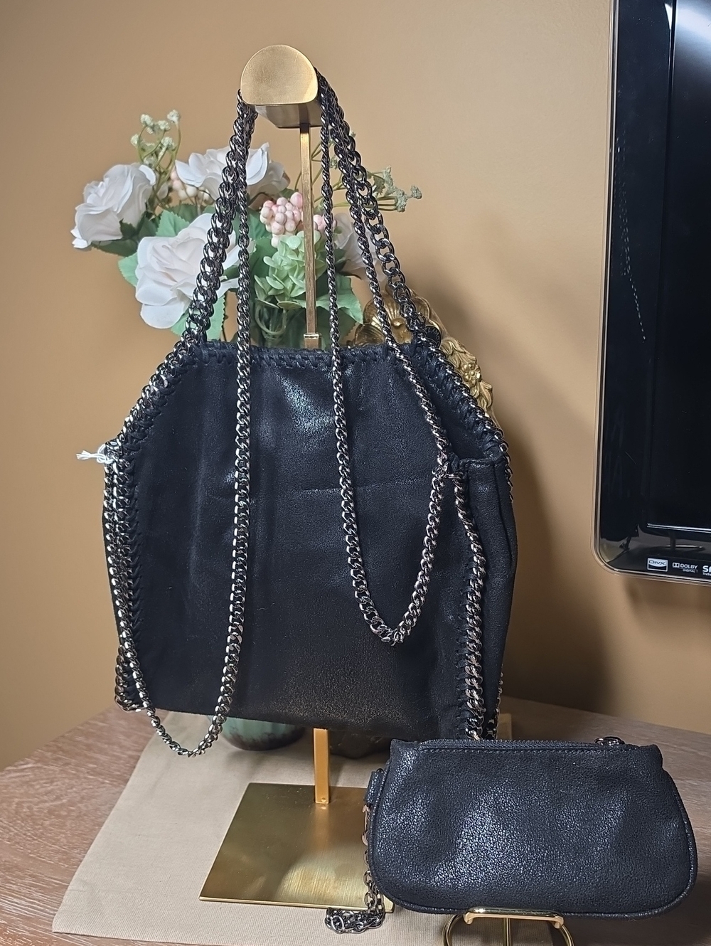 Stella McCartney Falabella Graffiti Logo Fold-Over w/ Matching Pouch SET! - Picture 7 of 16